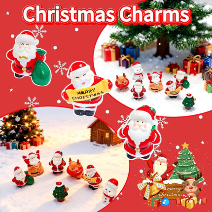 7pcs Mini Christmas Figurines – Santa, Snowman & Reindeer for DIY Decor