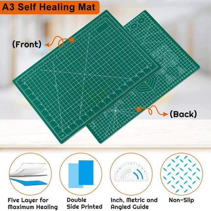 Self-Healing Cutting Mat 12x18" – Double-Sided 5-Ply for Sewing & Crafts