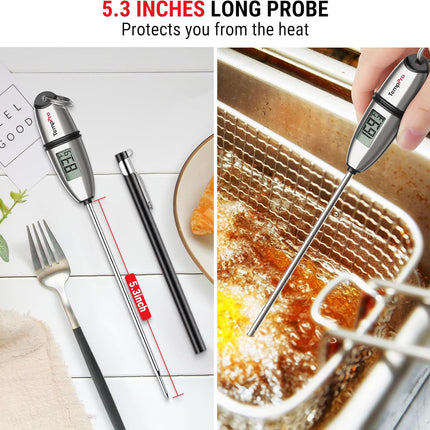 TP02S Digital Food Thermometer – Long Probe for Meat, Baking & Candy