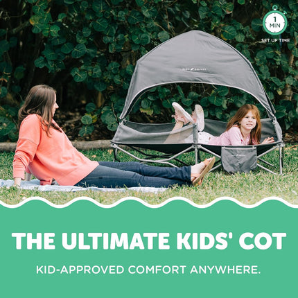 Baby Delight Go with Me Bungalow Deluxe Portable Toddler Travel Cot with Sun Canopy, Grey