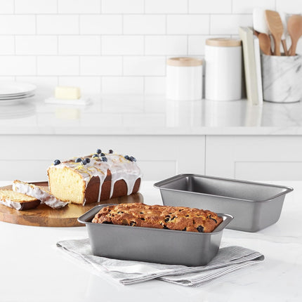 Set of 2 Nonstick Bread Loaf Pans – 9.5x5", Even Heat, Gray for Baking
