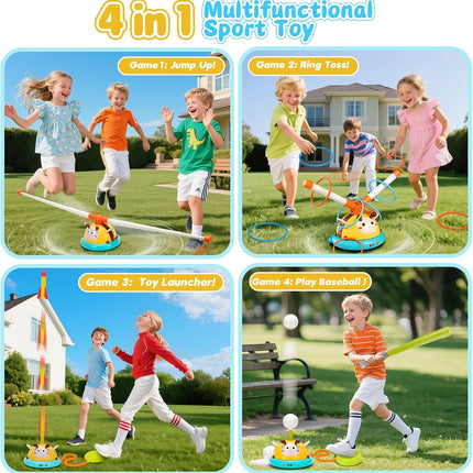 4-in-1 Outdoor Game – Jump, Toss, Ring & Baseball Toy for Kids 3–8