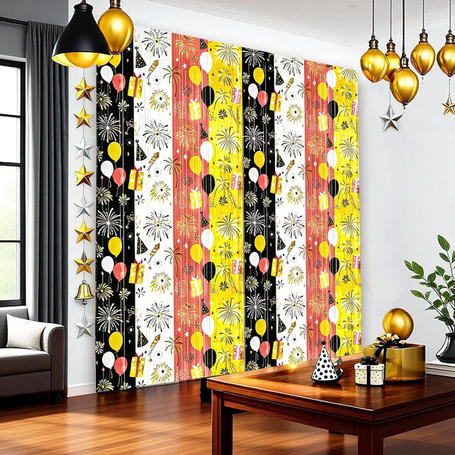 Happy New Year 2026 Foil Fringe Curtains – 2-Pc NYE Photo Booth Decor