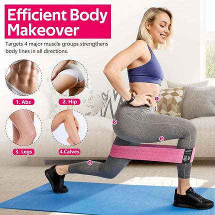 Fabric Resistance Bands for Legs & Glutes, Booty Bands for Workout & Pilates