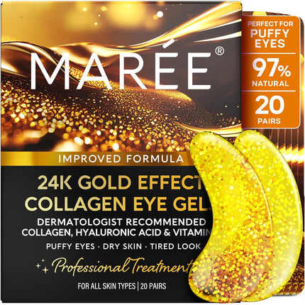24K Gold Under Eye Gels – Dark Circles & Puffiness, Collagen & Hyaluronic