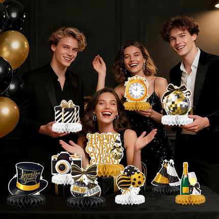 Happy New Year Party Supplies Bundle – Centerpieces & Table Toppers for NYE
