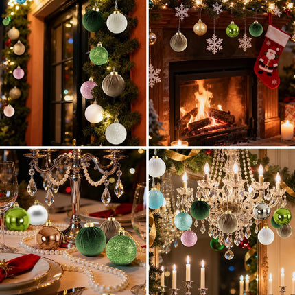 36PCS Velvet Christmas Ornaments – Shatterproof Tree Balls in 6 Colors