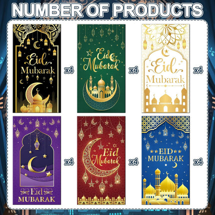 24PCS Eid Mubarak Envelopes – Cash Holders for Ramadan Money Gifts & Party Favors