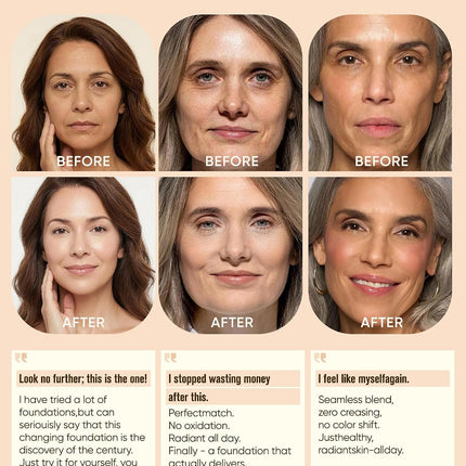 Color Changing Foundation 30ml, Shade-Adapting Skin Tint, Hydrating Light-Medium Coverage Makeup