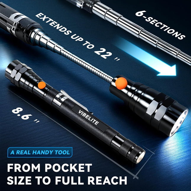 Extendable Magnetic Flashlight with Pickup Tool – Cool Gadget Gift for Men & Women