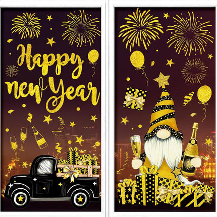 Happy New Year 2026 Window Decals – 6 Sheets Foil Gold Reusable Stickers