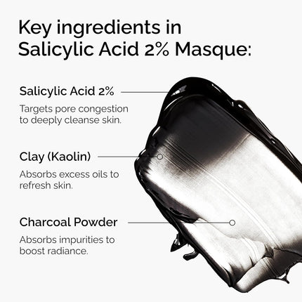 Salicylic Acid 2% Masque Charcoal Clay Mask for Blemish Prone Skin 1.7 Fl Oz