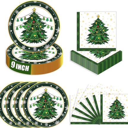 40PCS Christmas Plates & Napkins – Disposable Xmas Tableware for 20 Guests