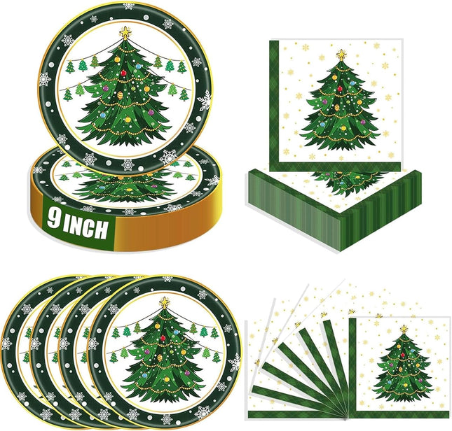 40PCS Christmas Plates & Napkins – Disposable Xmas Tableware for 20 Guests