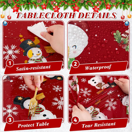 3-Piece Snowman Tablecloth Set 54 x 108 Inch Plastic Christmas Table Covers Rectangles