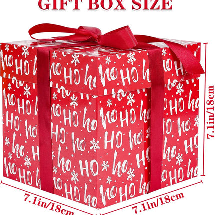 5-Pack Square Red Christmas Gift Boxes, Lids, Ribbons & Tissue Paper Included