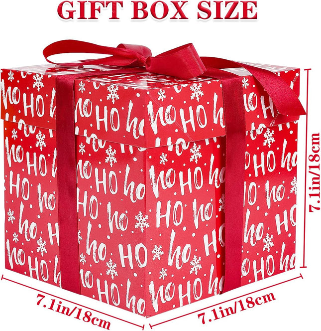 5-Pack Square Red Christmas Gift Boxes, Lids, Ribbons & Tissue Paper Included