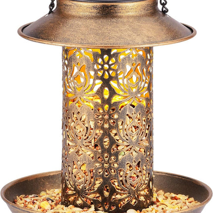 Solar Bird Feeder – Metal Hanging Feeder for Cardinals & Wild Birds