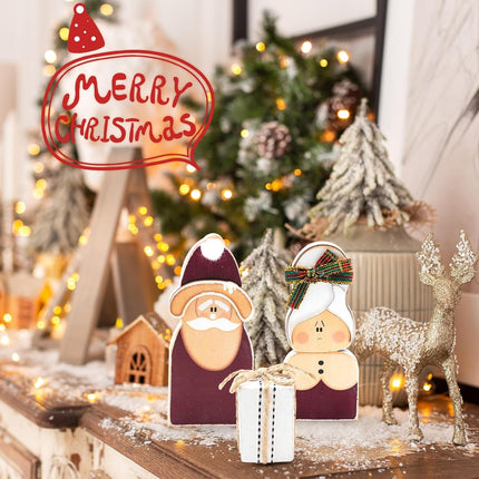 3PCS Wooden Santa Table Signs – Rustic Christmas Standing Centerpieces Decor