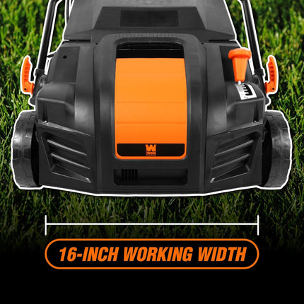 Black 16" Electric Lawn Dethatcher & Scarifier – 15-Amp, Collection Bag Included