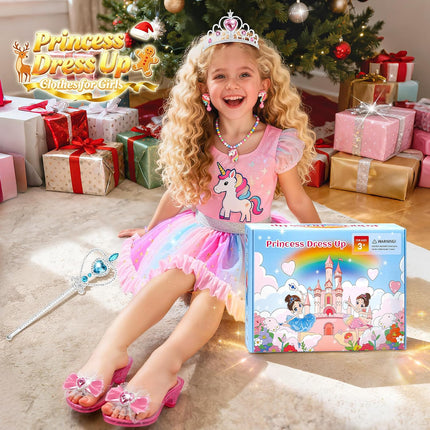 Princess Dress Up Shoes & Tutu Set for Girls 3–6 – Toddler Pretend Play Costume