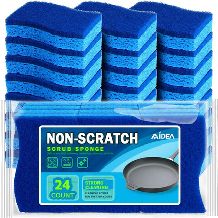 AIDEA Non-Scratch Kitchen Sponges 24-Pack Dual-Sided Dish Scrubbers