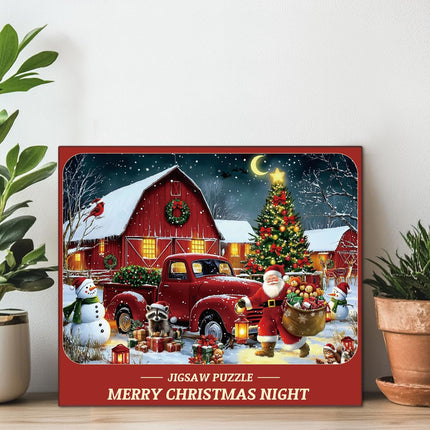 1000-Piece Christmas Puzzle for Adults – Santa, Snow, Red Truck & Snowman
