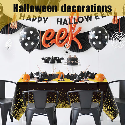 4 Pack New Year 2026 Disposable Tablecloths Black & Gold Party Supplies