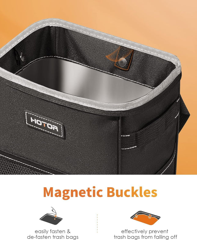 Car Trash Can with Lid – 100% Leak-Proof, Waterproof, 2 Gallons, Black Organizer