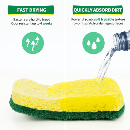 24-Pack Heavy Duty Scrub Sponge – Eco Cellulose for Dishes & Household Cleaning