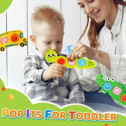 3PC Pop It Fidget Sensory Toys for Toddlers, Airplane Travel Activities, Ages 1-3
