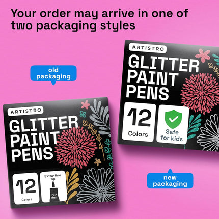 12 PCS Glitter Paint Markers for Ceramic Wood Fabric DIY Craft Extra Fine Tip