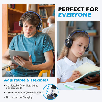 Wired Kids Headphones with Microphone – Volume Control, Stereo for School & Laptop