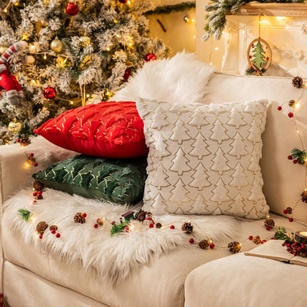 Christmas Pillow Covers 18x18 – Soft Green Faux Fur Sequins Cushion Set