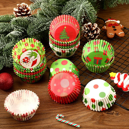 450PCS Christmas Muffin Liners – Cupcake Baking Cups & Wrappers, 9 Festive Designs