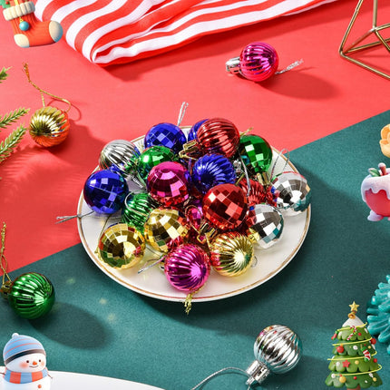 24PCS Mini Christmas Balls – 1.18" Shatterproof Colorful Tree Ornaments