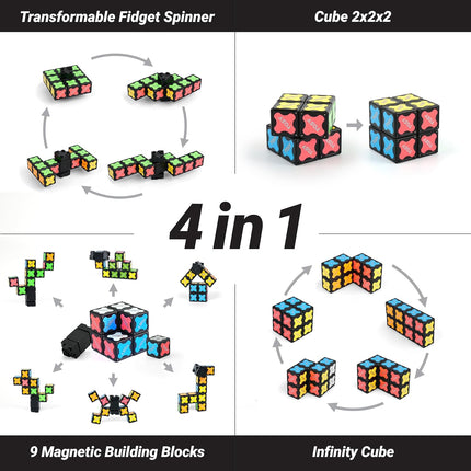 Magnet Fidget Spinner Mini 8 Blocks 3 in 1 Transformable Infinity Cube Toy