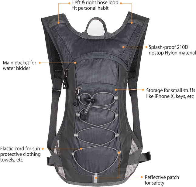 Hydration Pack with 70 oz Water Bladder for Running, Camping & Biking