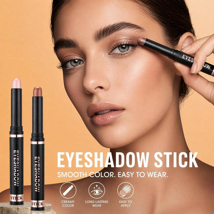 12-Color Shimmer Eyeshadow Stick Set, Waterproof Cream Eye Shadow Pens, Long-Lasting