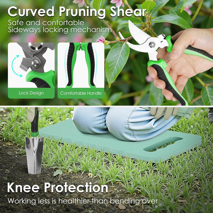 11Pcs Garden Tools Set with Bag, Gardening Hand Tool Kit, Gifts for Gardeners