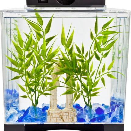 1.1 Gallon Half Moon Fish Tank Kit with LED Light, Acrylic Betta Aquarium for Beginners