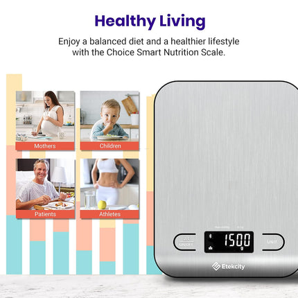Digital Nutrition Kitchen Scale with Grams & Ounces, 304 Stainless Steel