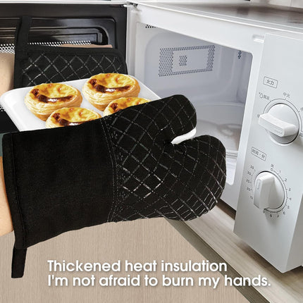 4-Piece Oven Mitts & Pan Rack Set, Heat Resistant 500°F, Silicone Grip, Black