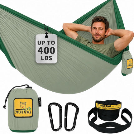 Camping Hammock 500Lbs Portable with Tree Straps, Single or Double, Hiking Gear