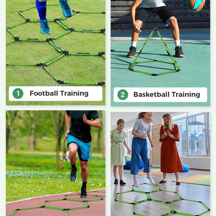 6 Pack Hexagonal Agility Rings with Connectors and Carry Bags for Sports Training