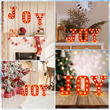 LED Lighted Christmas Centerpiece – Resin Joy Table Decorations