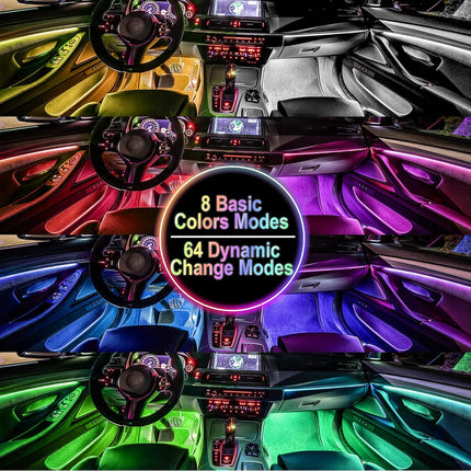 Car Interior LED Lights Strip, App & Remote Control Ambient Lighting Music Sync