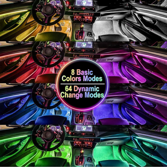 Car Interior LED Light Strip with App & Remote Control, Music Sync Ambient Lighting