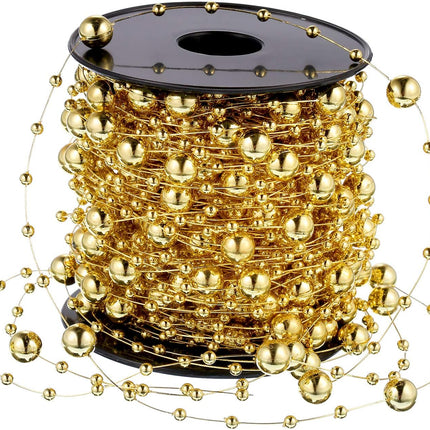 Artificial Pearl Beads Garland, 65.6 ft Plastic Beaded String for Christmas Tree Decor