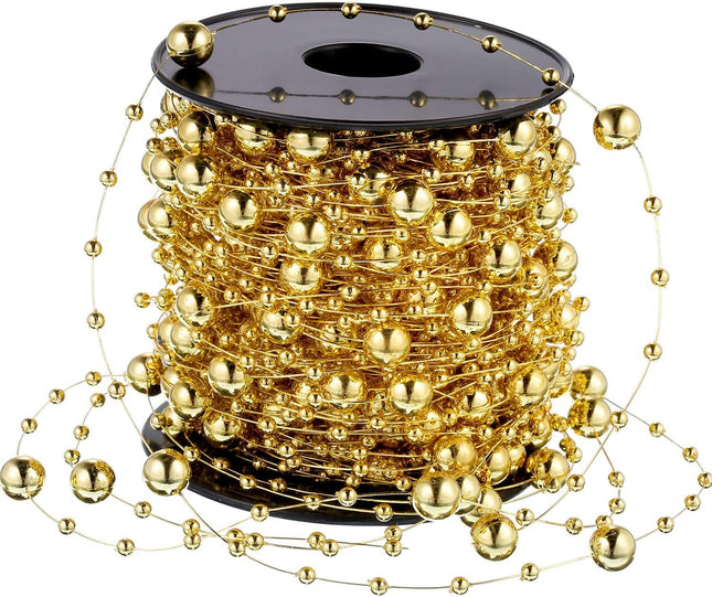 Artificial Pearl Beads Garland, 65.6 ft Plastic Beaded String for Christmas Tree Decor